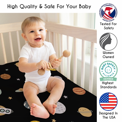 Black Space Galaxy Collection Crib Sheet - alt image 2