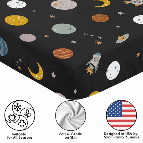 Black Space Galaxy Collection Crib Sheet - alt image 4