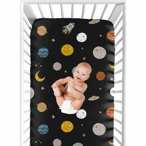 Black Space Galaxy Collection Crib Sheet - alt image 5
