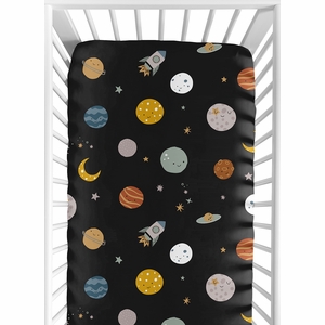 Black Space Galaxy Collection Crib Sheet