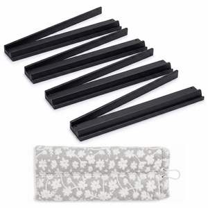 (17in.) Black Wooden Mahjong Racks with Pushers & Travel Bag - Set of 4