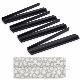 Black Wooden Mahjong Racks with Pushers (17in.) & Travel Bag - Set of 4