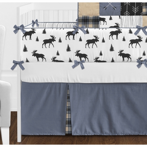 Blue and Tan Rustic Patch 9 Piece Crib Bedding Collection - alt image 1