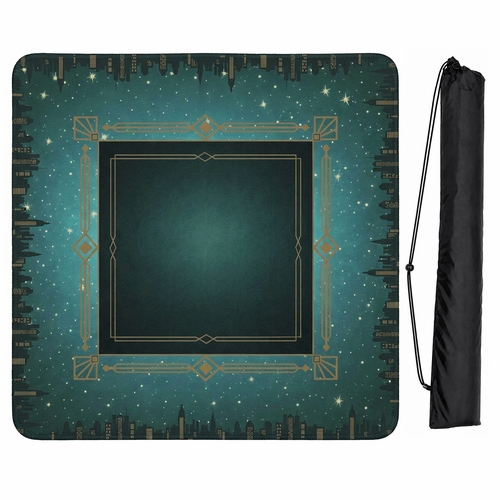 Blue Art Deco Collection Mahjong Mat for Table - Shipped Rolled
