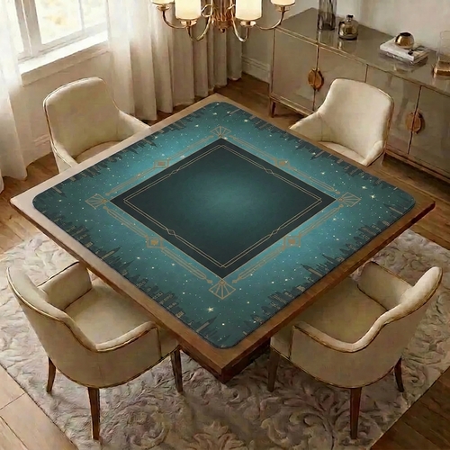 Blue Art Deco Collection Mahjong Mat for Table - Shipped Rolled - alt image 2