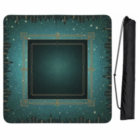 Blue Art Deco Collection Mahjong Mat for Table - Shipped Rolled