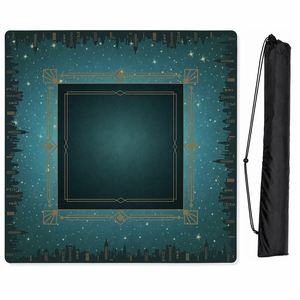 Blue Art Deco Collection Mahjong Mat for Table - Shipped Rolled