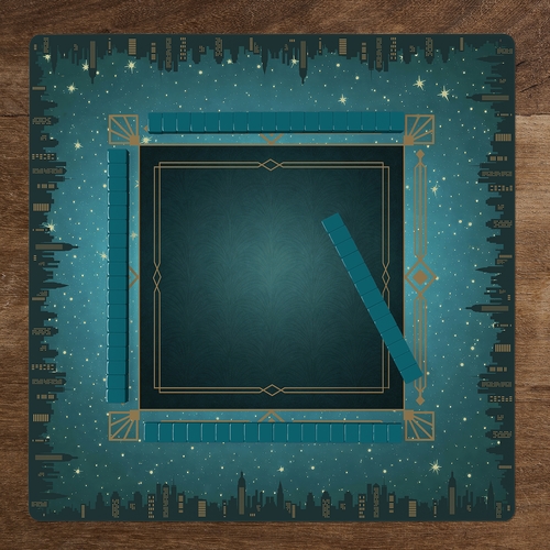 Blue Art Deco Collection Mahjong Mat for Table - Shipped Rolled - alt image 5
