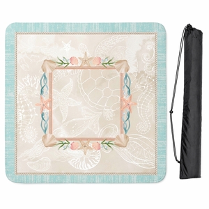 Blue Coastal Paradise Collection Mahjong Mat for Table - Shipped Rolled