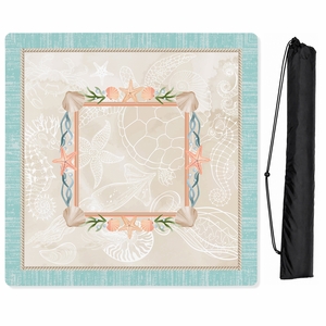 Blue Coastal Paradise Collection Mahjong Mat for Table - Shipped Rolled
