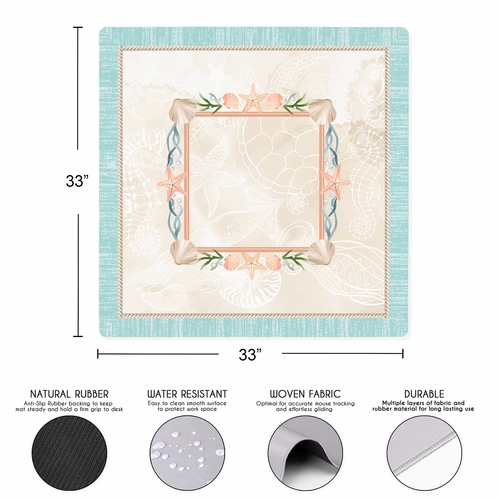 Blue Coastal Paradise Collection Mahjong Mat for Table - Shipped Rolled - alt image 2