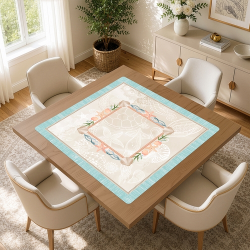 Blue Coastal Paradise Collection Mahjong Mat for Table - Shipped Rolled - alt image 3