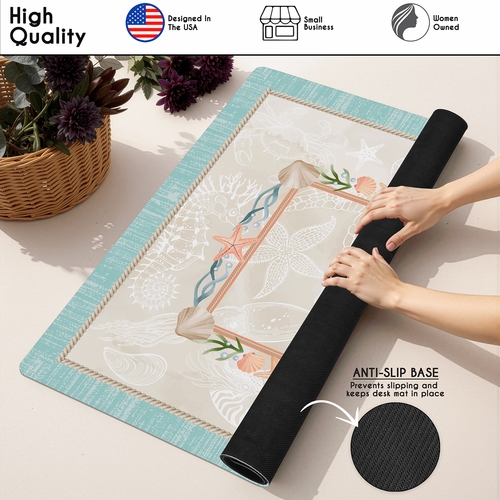 Blue Coastal Paradise Collection Mahjong Mat for Table - Shipped Rolled - alt image 4