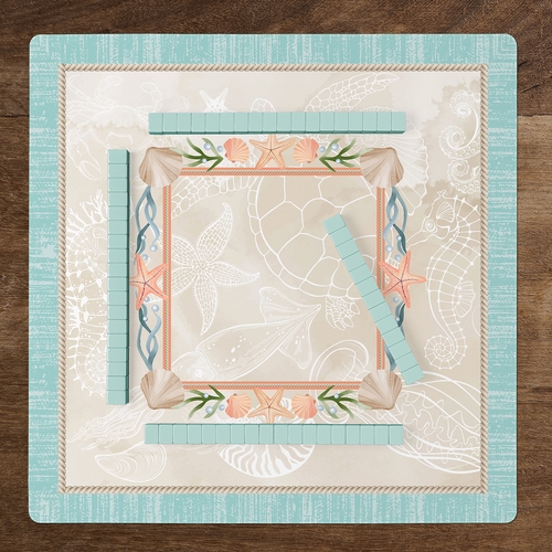 Blue Coastal Paradise Collection Mahjong Mat for Table - Shipped Rolled - alt image 5