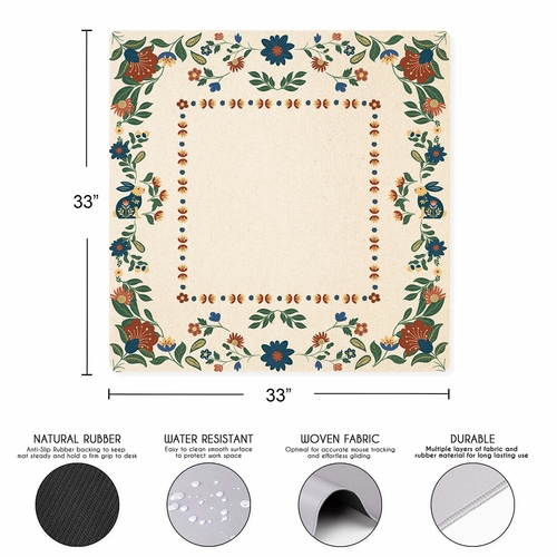 Blue Folk Collection Mahjong Mat for Table - Shipped Rolled - alt image 2