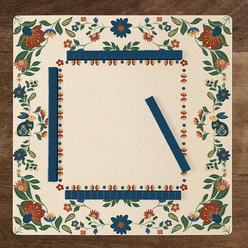 Blue Folk Collection Mahjong Mat for Table - Shipped Rolled - alt image 5