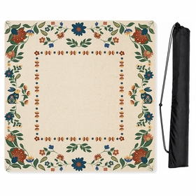 Blue Folk Collection Mahjong Mat for Table - Shipped Rolled