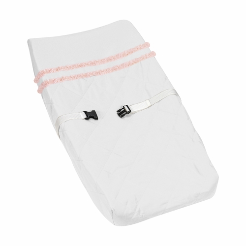 Blush Pink and White Floral Bird Blossom Collection Changing Pad Cover