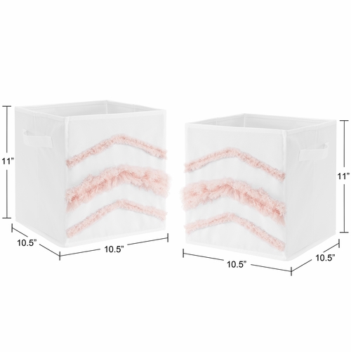 Blush Pink and White Floral Bird Blossom Collection Foldable Fabric Storage Bins - alt image 2