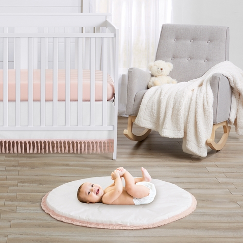 Blush Pink and White Floral Bird Blossom Collection Playmat - alt image 1