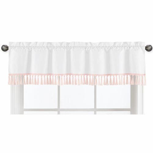 Blush Pink and White Floral Bird Blossom Collection Window Valance