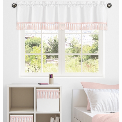 Blush Pink and White Floral Bird Blossom Collection Window Valance - alt image 1