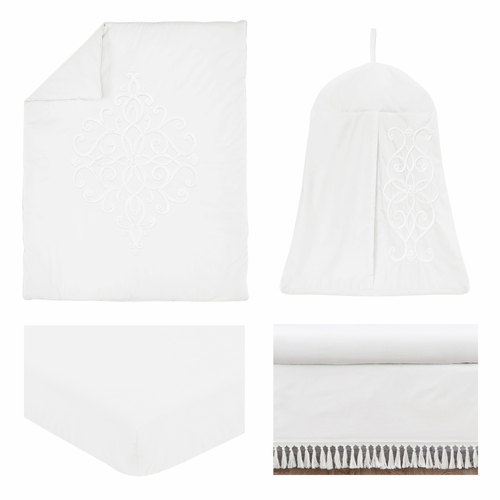 Bohemian White Collection 4 Piece Crib Bedding - alt image 2