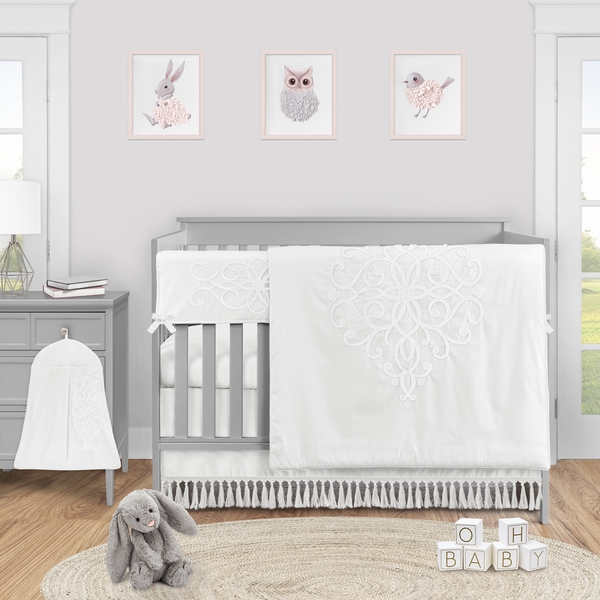 Bohemian White Collection 5 Piece Crib Bedding
