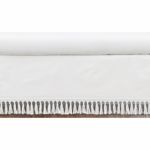 Bohemian White Collection Crib Bed Skirt