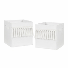 Bohemian White Collection Foldable Fabric Storage Bins