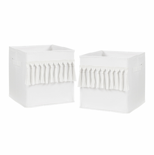 Bohemian White Collection Foldable Fabric Storage Bins