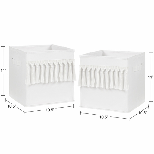 Bohemian White Collection Foldable Fabric Storage Bins - alt image 2