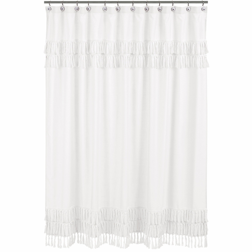 Bohemian White Collection Shower Curtain