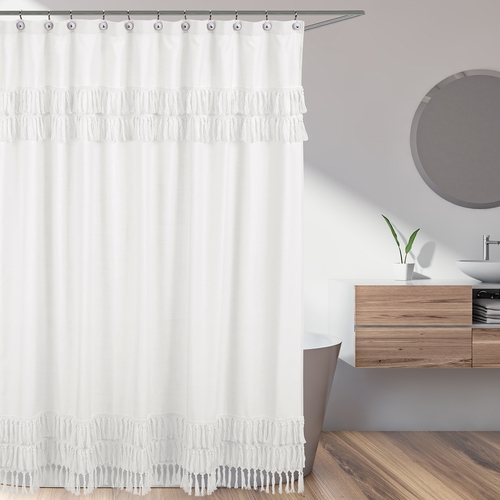 Bohemian White Collection Shower Curtain - alt image 1