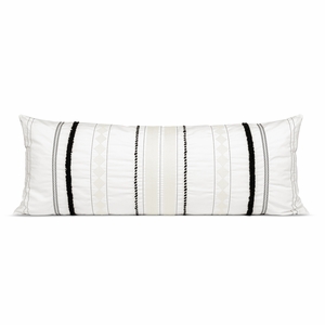 Boho Black and White Geometric Striped Lines Collection Full Length Body Pillow Cover