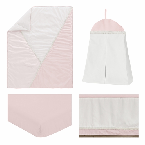 Boho Color Block Pink and Off White Collection 4 Piece Crib Bedding - alt image 1