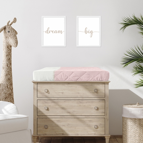Boho Color Block Pink and Off White Collection Changing Pad Cover - alt image 1