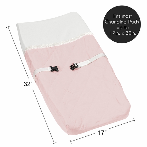 Boho Color Block Pink and Off White Collection Changing Pad Cover - alt image 4