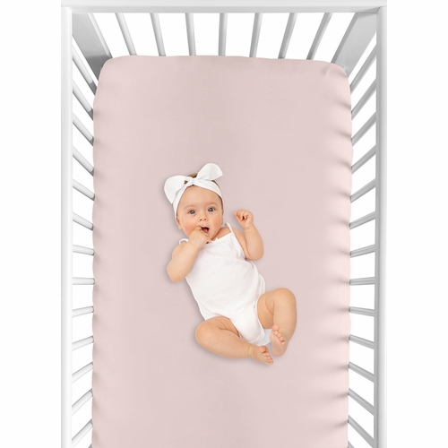 Boho Color Block Pink and Off White Collection Crib Sheet - Solid Blush - alt image 3