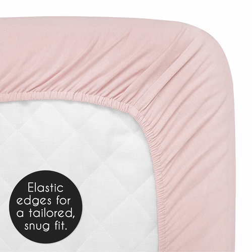 Boho Color Block Pink and Off White Collection Crib Sheet - Solid Blush - alt image 4