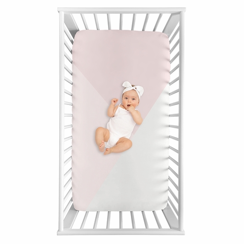 Boho Color Block Pink and Off White Collection Photo Op Crib Sheet