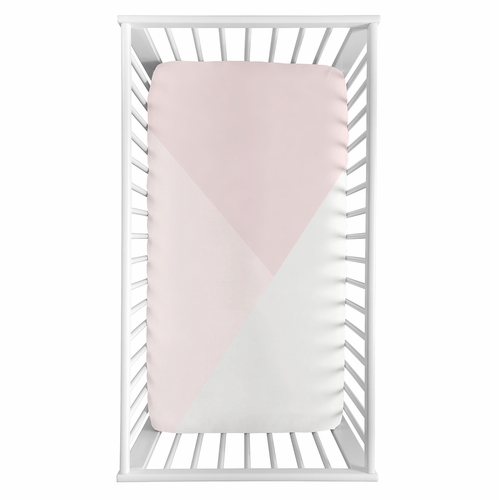 Boho Color Block Pink and Off White Collection Photo Op Crib Sheet - alt image 1