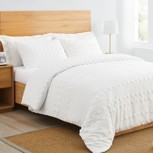 Boho Dot Ivory Collection Queen Duvet Cover Bedding Set