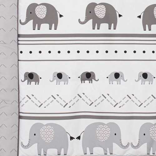 Boho Elephant Grey and White Collection 3 Piece Crib Bedding - alt image 2