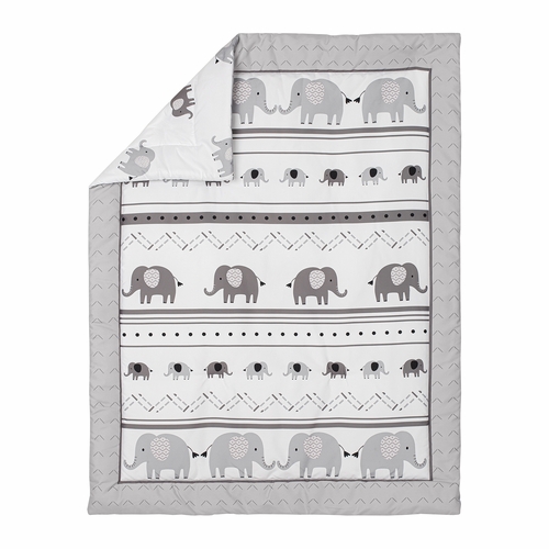 Boho Elephant Grey and White Collection 3 Piece Crib Bedding - alt image 3