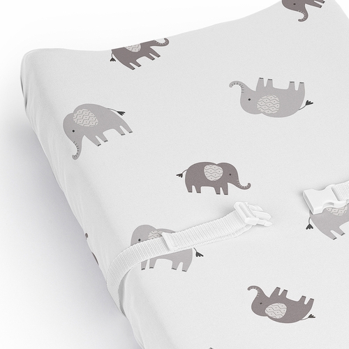 Boho Elephant Grey and White Collection Changing Pad Cover Sheet - alt image 3