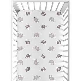 Boho Elephant Grey and White Collection Crib Sheet