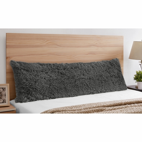 Boho Faux Fur Dark Grey Collection Full Length Body Pillow Cover