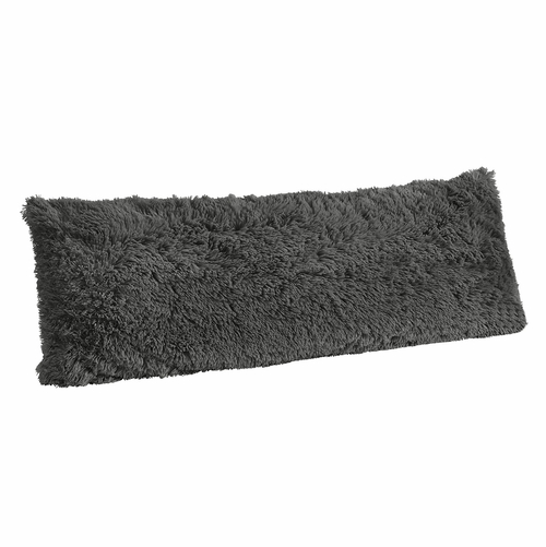 Boho Faux Fur Dark Grey Collection Full Length Body Pillow Cover - alt image 1
