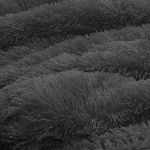 Boho Faux Fur Dark Grey Collection Full Length Body Pillow Cover - alt image 2